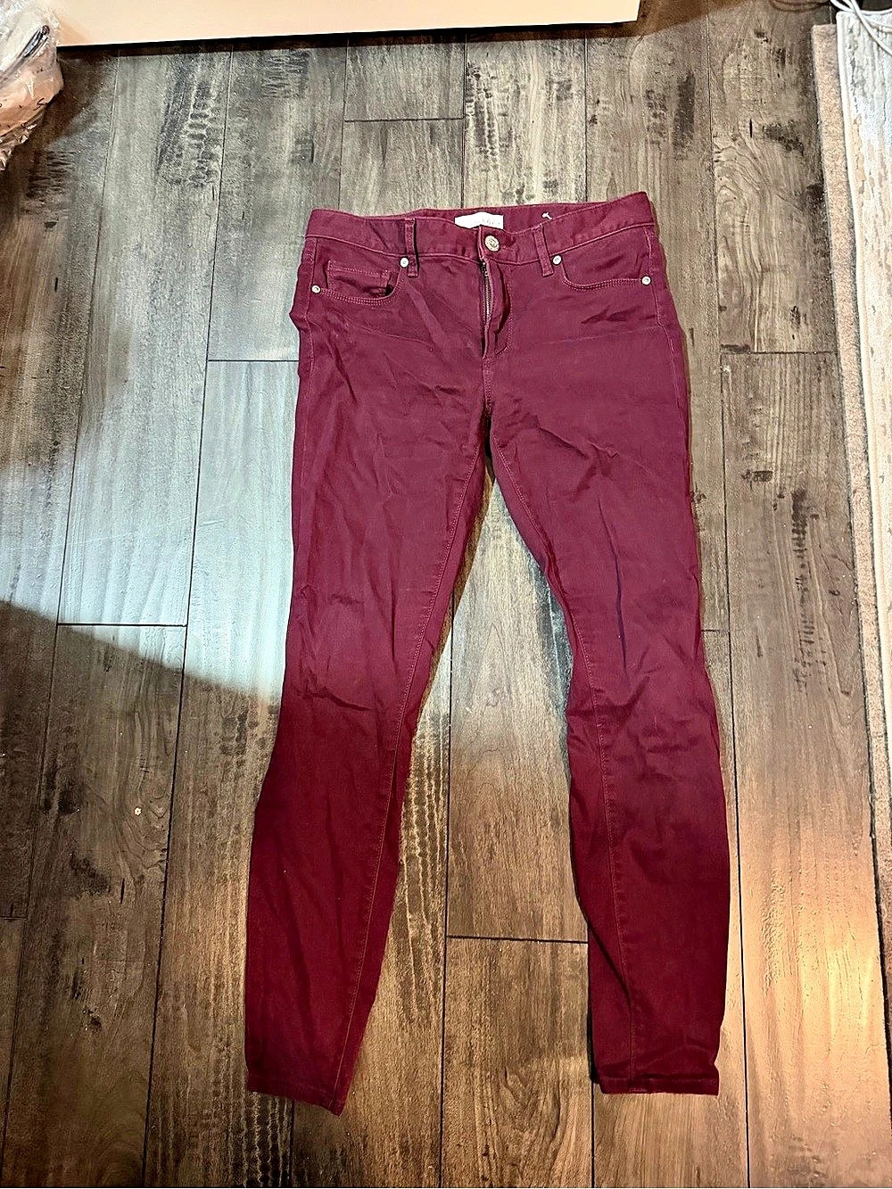 LOFT Skinny Jeans Burgundy Waist 28